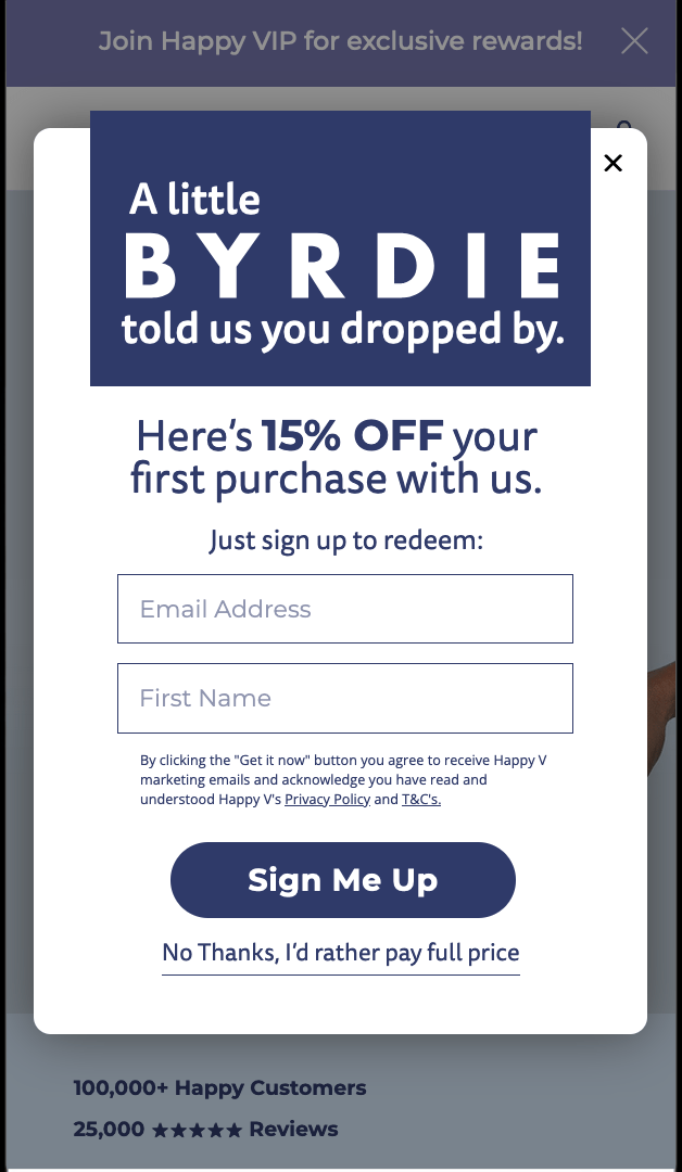 Happy V Byrdie Traffic Pop Up